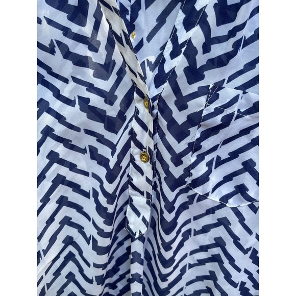 Wishful Park blue and white sheer pullover shirt size Small - Picture 3 of 10